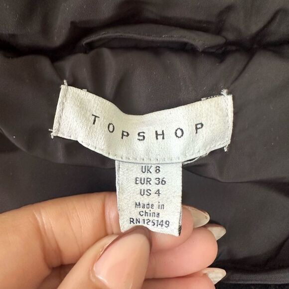 Topshop Nordstrom Removable Faux Fur Hoodie Puffer Zip Up Drawstring Jacket 4 - Picture 10 of 11